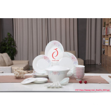 White Ceramic Dinner Plate, Decaled Ceramic Dishes Plate Made in Jingdezhen